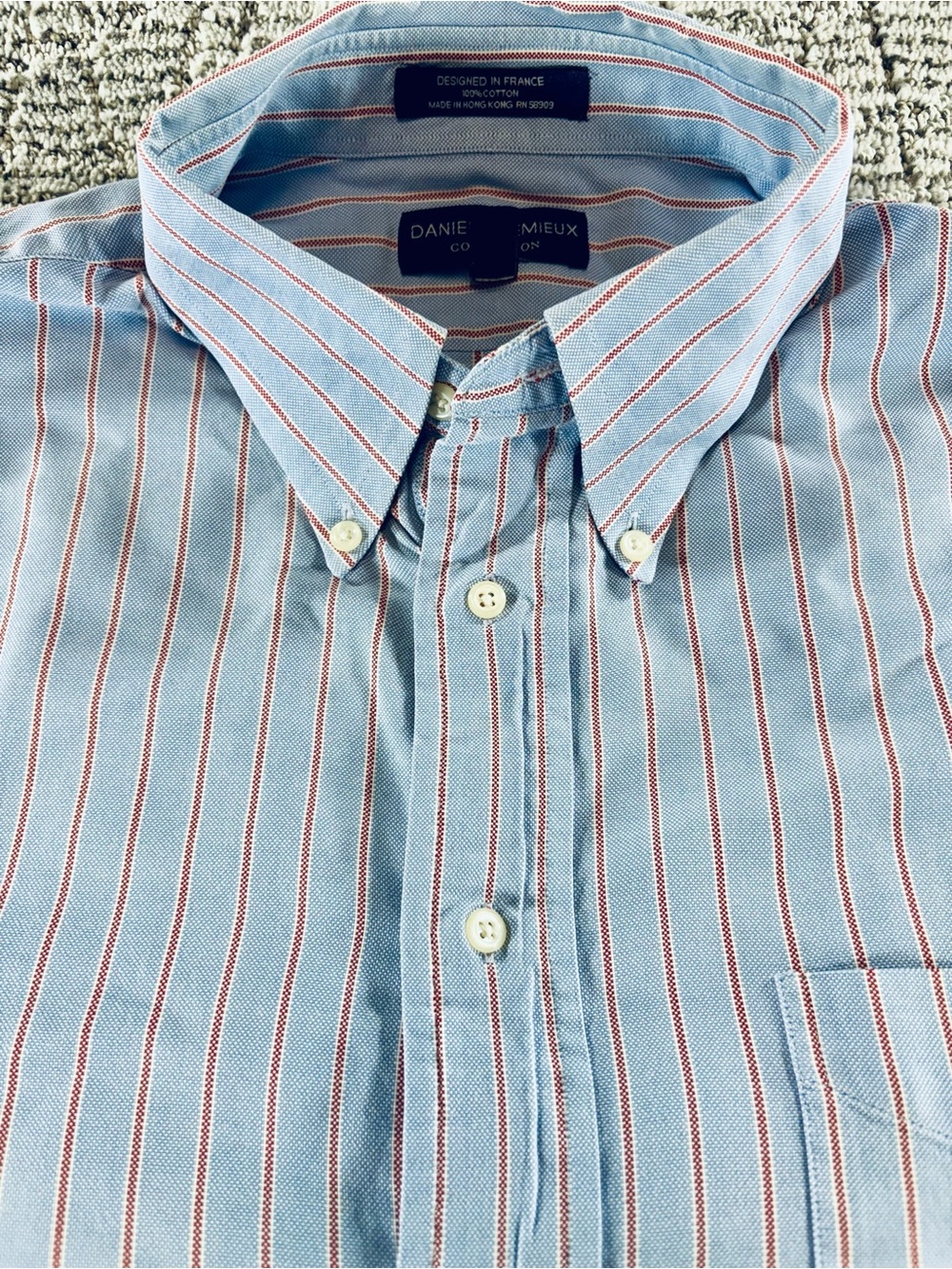 Daniel Cremieux Collection Men’s Large Light Blue Striped Button Down Shirt